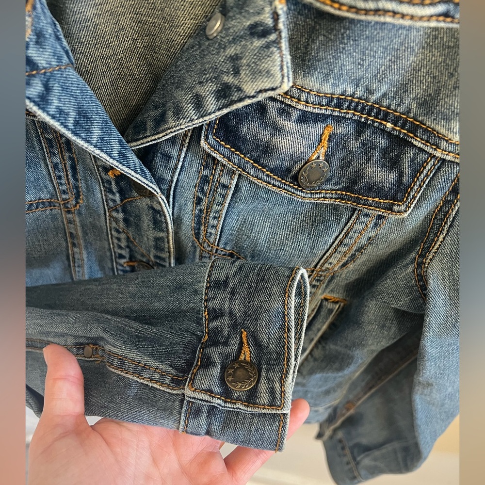 Free People Fitted Denim Jacket Indigo Size Extra Small XS - Picture 11 of 15